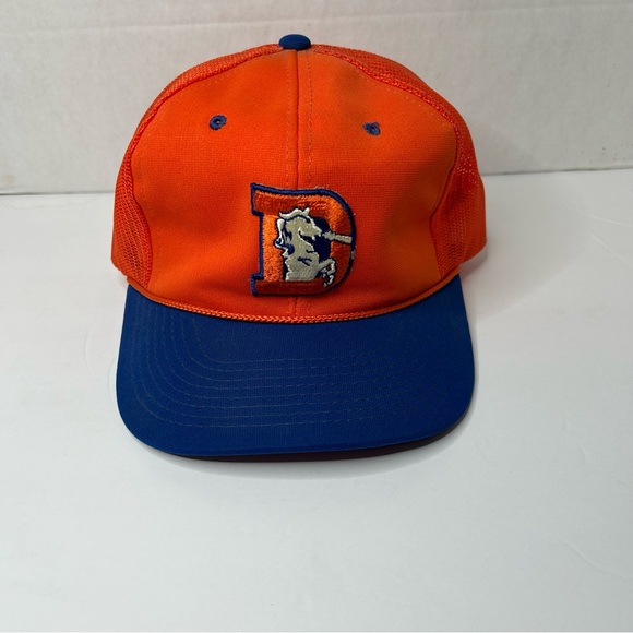 Vtg Denver Broncos Hat-Rope Bill-Orange Mesh Blue Brim Made In Korea OSFA - Picture 1 of 8